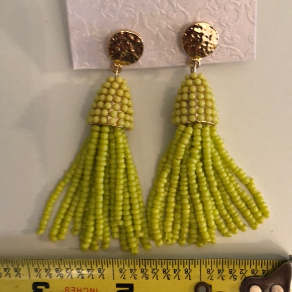 Beautiful summer lime 2” drop tassel earrings -NWT - Picture 6 of 8